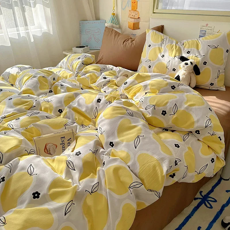DecorBites™ Cartoon Pattern Cotton Fitted Sheet Set – Soft & Cozy Bedding for Adults & Kids