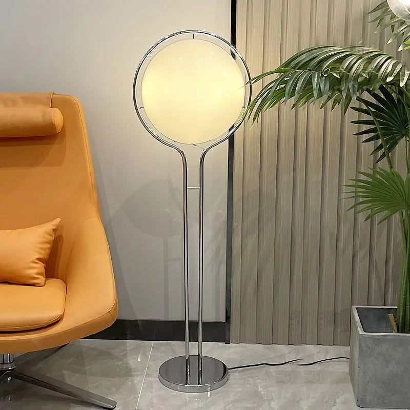 DecorBites™ LED Floor Lamp Chrome Metal Living Room Floor Light White Acrylic Ball