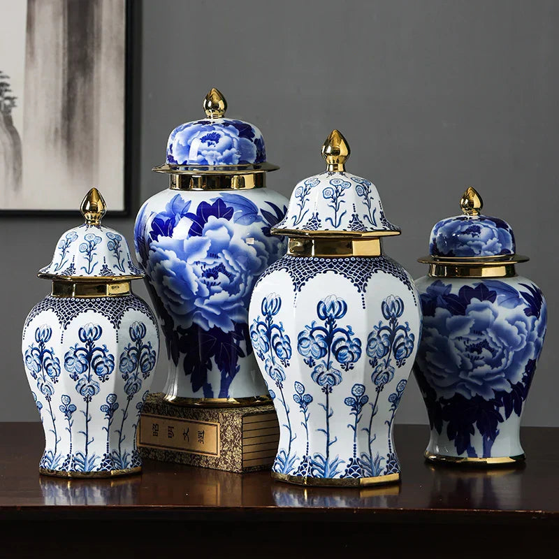 DecorBites™ Blue White Porcelain General Jar Vase Handicraft Home Decoration Ornaments