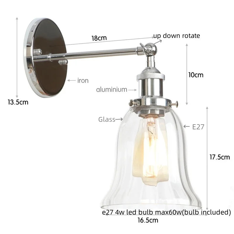 DecorBites™ LED Glass Wall Lamp Industrial Stair Light Fixture for Home Decor