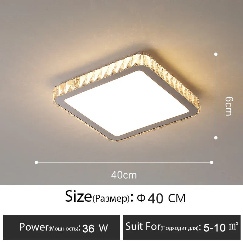 DecorBites™ Crystal LED Ceiling Lamp: Luxury Golden Glossy Lighting Fixture for Living Room