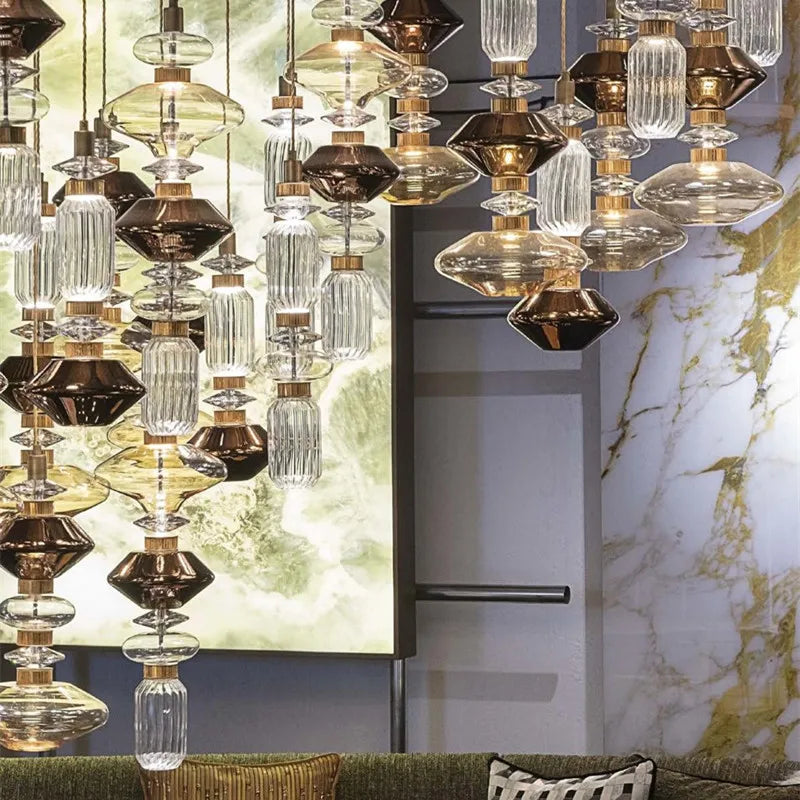 DecorBites™ Ballet Pendant Lamp Clear Amber Glass Shade Restaurant Bedroom Lighting