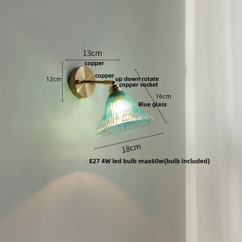 DecorBites™ Copper Butterfly Glass Wall Light Fixture Up Down Rotate LED Bedside Lamp