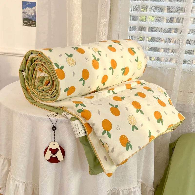 DecorBites™ Cartoon Summer Blanket, Pure Cotton Soybean Fiber, Student Single Double Bed