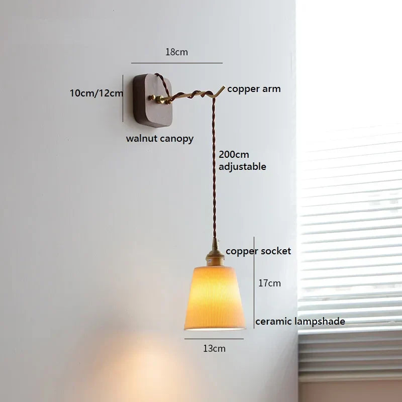 DecorBites™ Ceramic Ball LED Wall Lights with Pull Chain Switch for Bedroom Bathroom