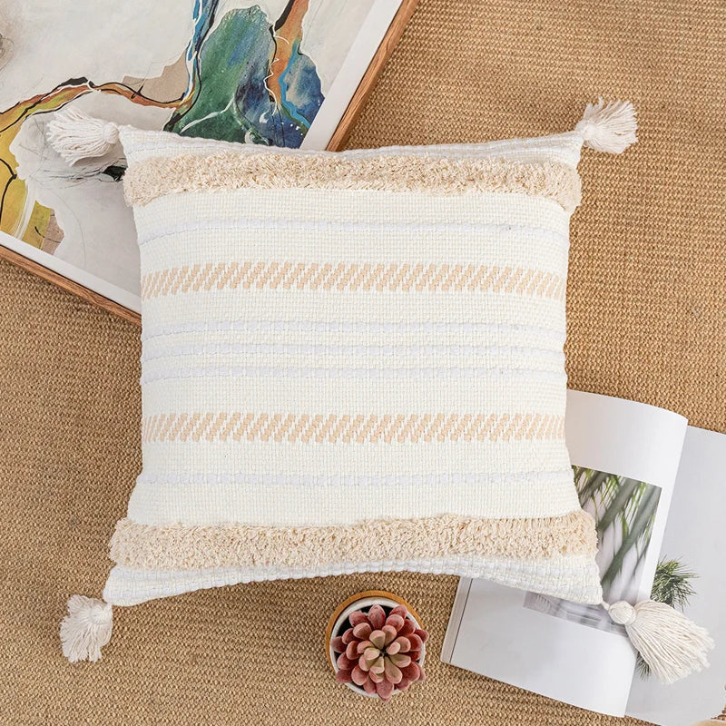 DecorBites™ Bohemian Beige Cushion Cover for Home Decor Sofa Bed 30x50cm/45x45cm