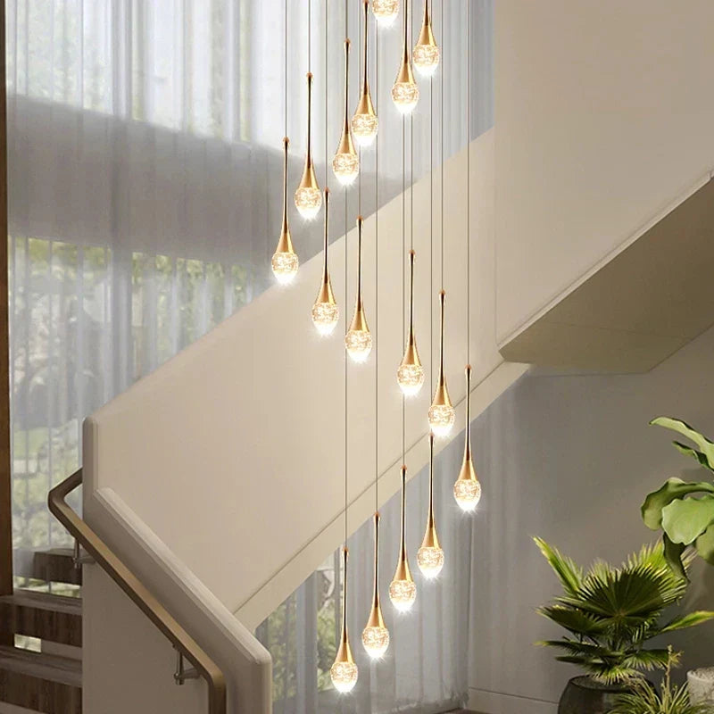 DecorBites™ Crystal LED Chandeliers: Elegant Staircase Hanging Lights for Luxe Living Spaces