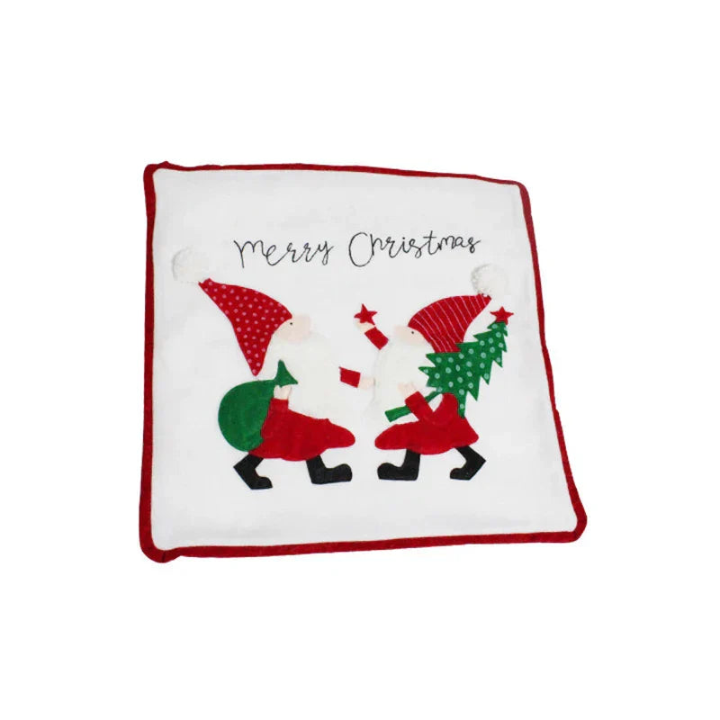DecorBites™ Christmas Patchwork Embroidered Snowflake Pillow Covers 45x45 Red White Home Decor