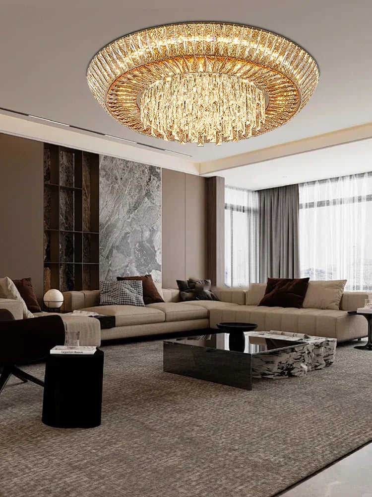 DecorBites™ Amber Crystal Ceiling Chandelier: Luxe LED Home Decor Light Fixture