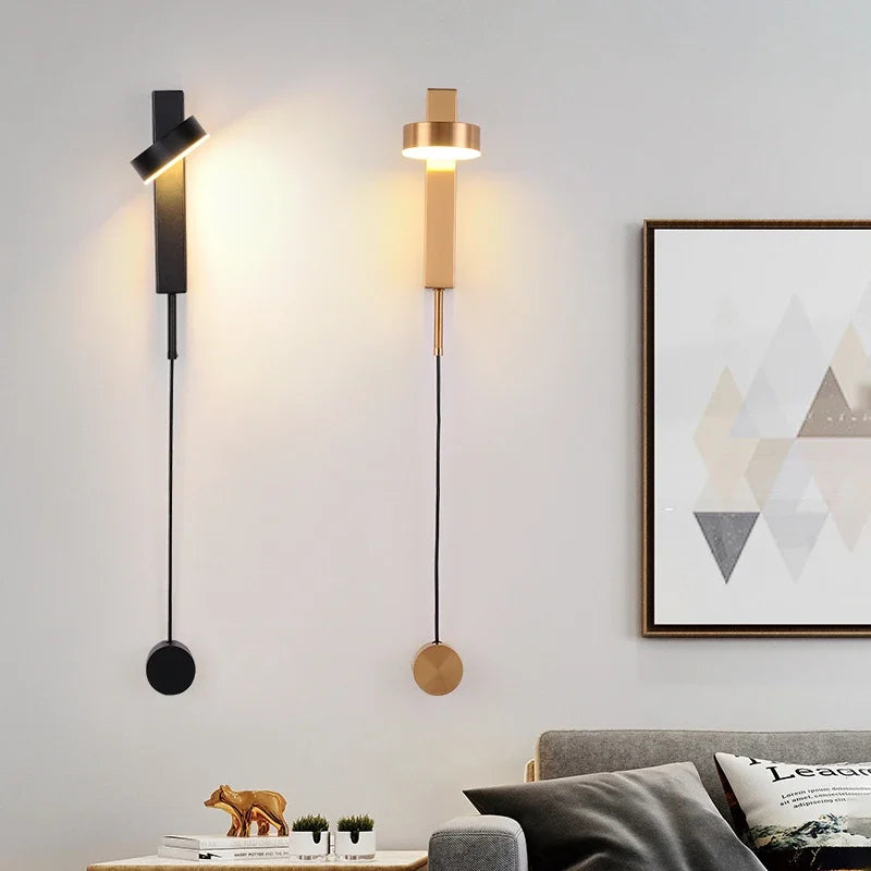 DecorBites™ Black Rotating LED Wall Lamp for Bedroom, Stair, Aisle - Modern Indoor Lighting Fixtures