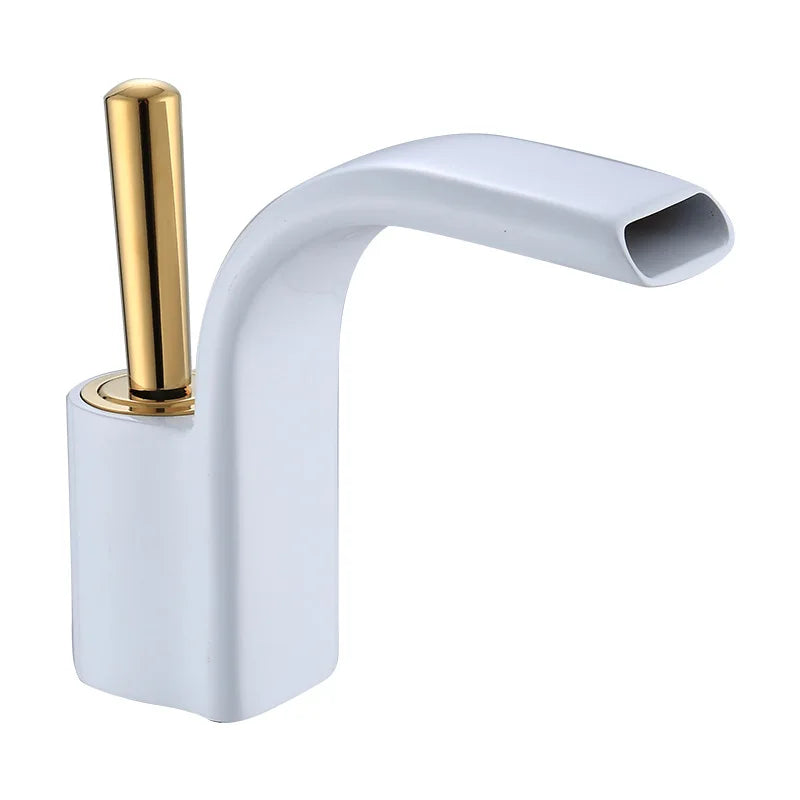 DecorBites™ Black Brass Waterfall Basin Faucet, Single Hole Hot Cold Sink Mixer Tap