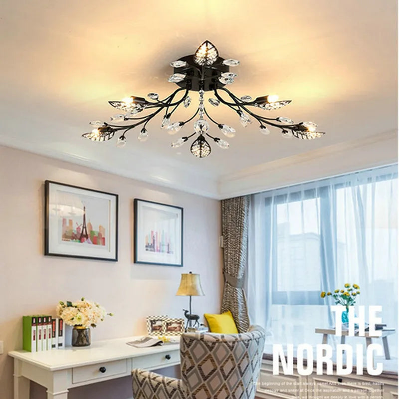 DecorBites™ Crystal Ceiling Chandelier for Living Room Bedroom Kitchen Indoor LED Lighting