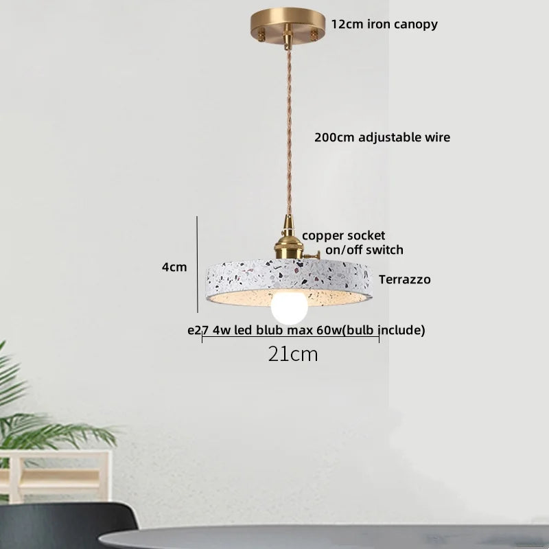 DecorBites™ Black Terrazzo Stone LED Pendant Lamp Modern Nordic Hanging Lights