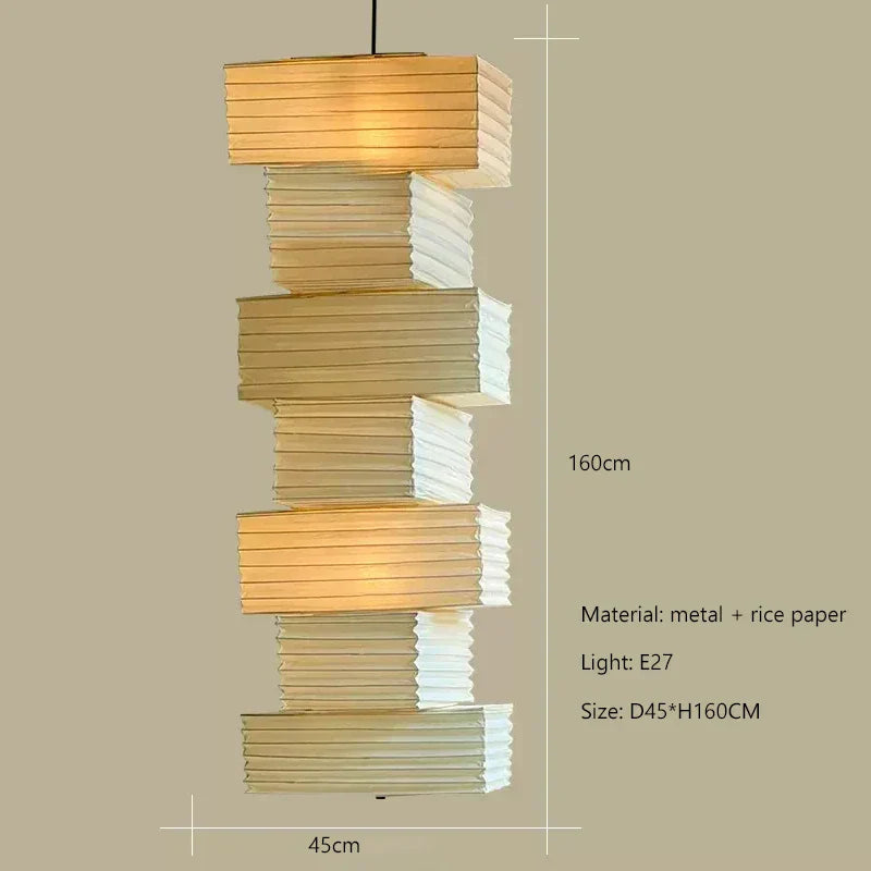 DecorBites™ Akari Rice Paper Pendant Lamp for Living Room Bedroom, LED Hanging Light