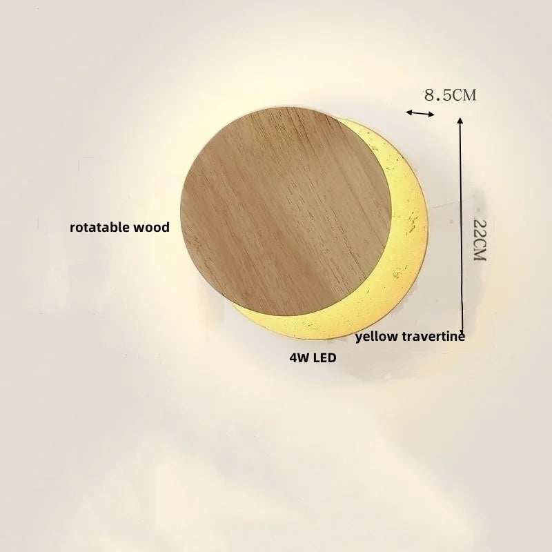 DecorBites™ LED Wall Lamp 2 Glass Ball White, Yellow Travertine Stone Indoor Light