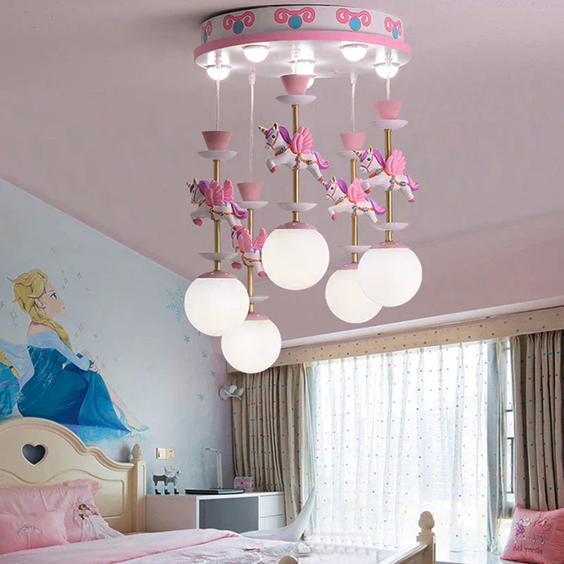 DecorBites™ Kids Ceiling Chandelier: Modern LED Pendant Light for Girls' Bedroom Decor