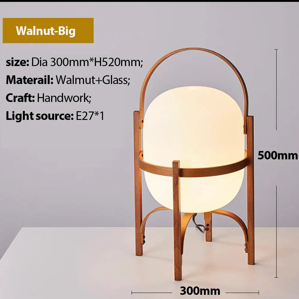 DecorBites™ Glass & Wood/Metal Table Lamp - Japanese Style Room Light