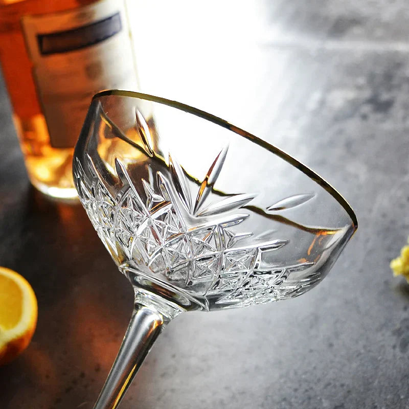DecorBites™ Gold Rim Coupe Goblet Glass for Cocktails and Champagne