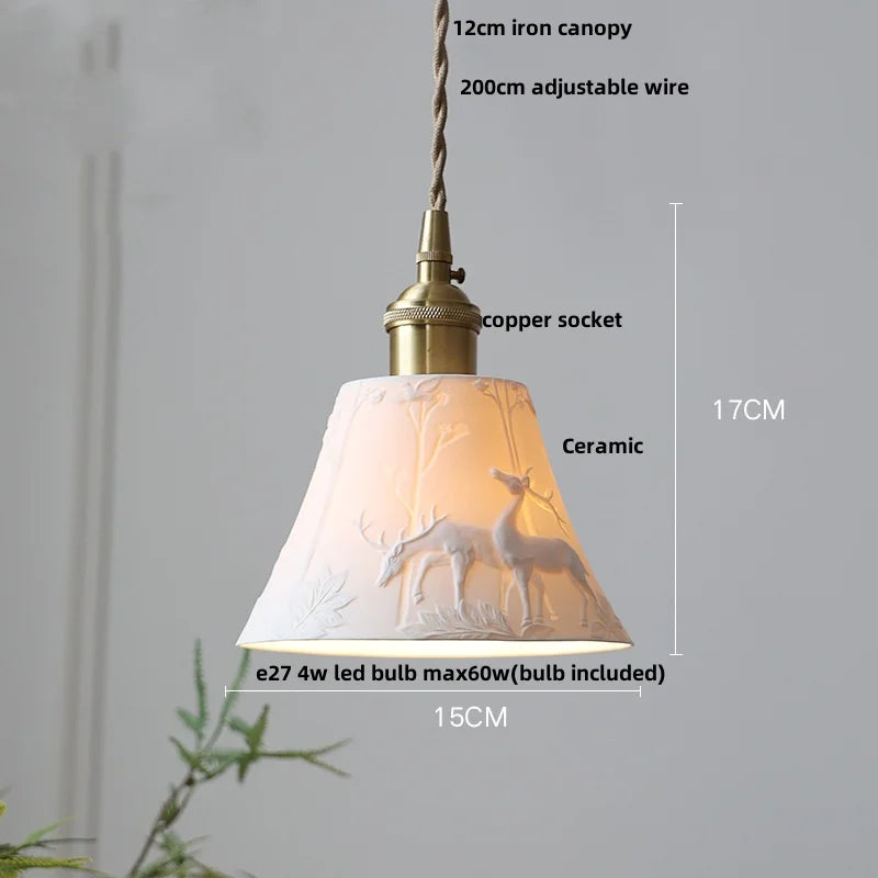 DecorBites™ Ceramic LED Pendant Light Fixture for Home Decor Minimalism Hanging Lamp