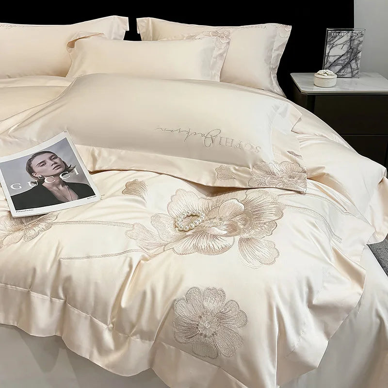 DecorBites™ Chic Embroidered Cotton Bedding Set for Luxurious Home Décor