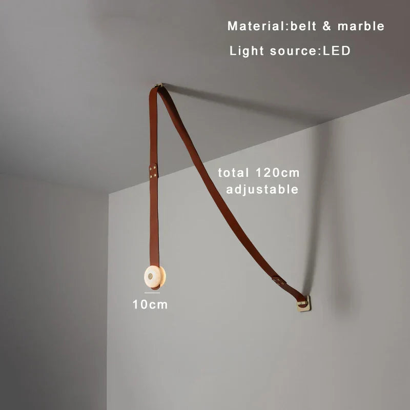 DecorBites™ Leather Marble Ceiling Pendant Lights - Adjustable Hanging Lamp for Dining Room & Bedroom
