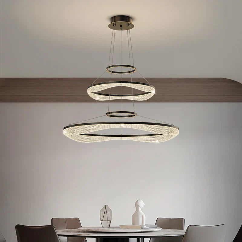 DecorBites™ Acrylic Living Room Chandelier Pendant Light Fixture_LED Hanging Lamp
