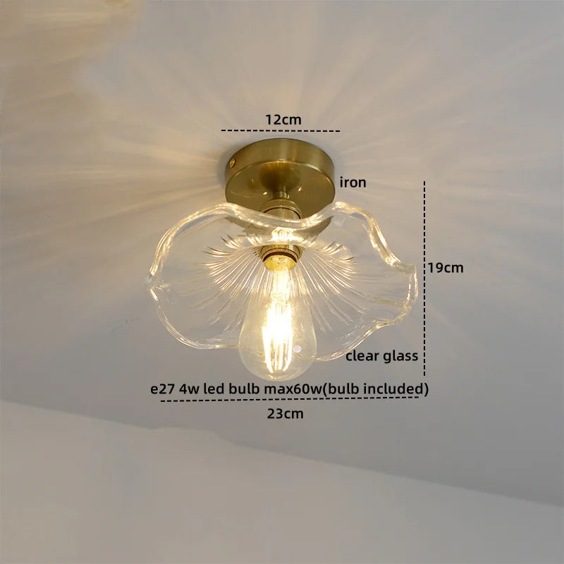DecorBites™ Amber Glass LED Ceiling Lights Modern Home Lighting Copper Socket