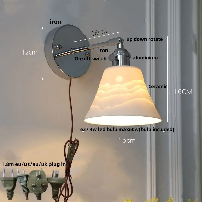 DecorBites™ Iron Ceramic LED Wall Lights | Nordic Modern Pull Chain Switch Sconce Wandlamp