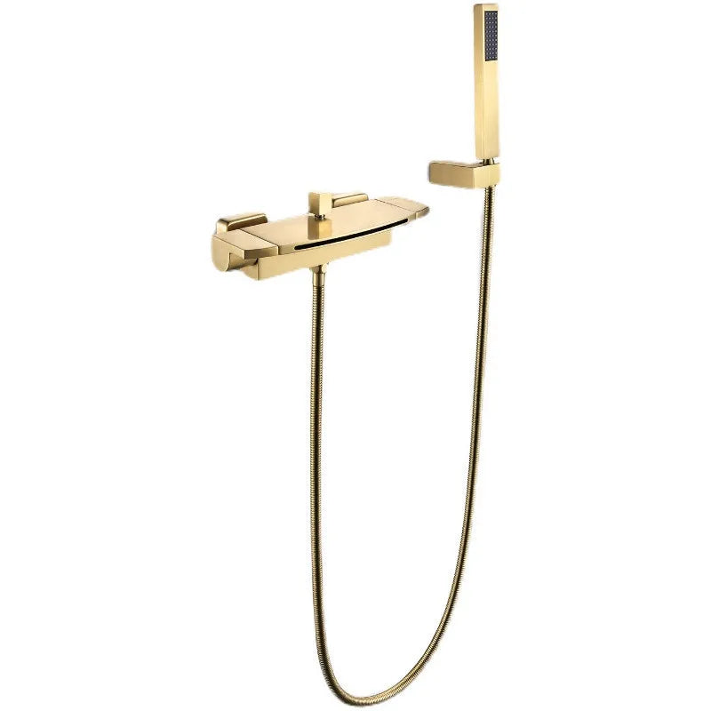 DecorBites™ Brushed Gold Tub Shower Faucet Set with Waterfall Handheld Mixer