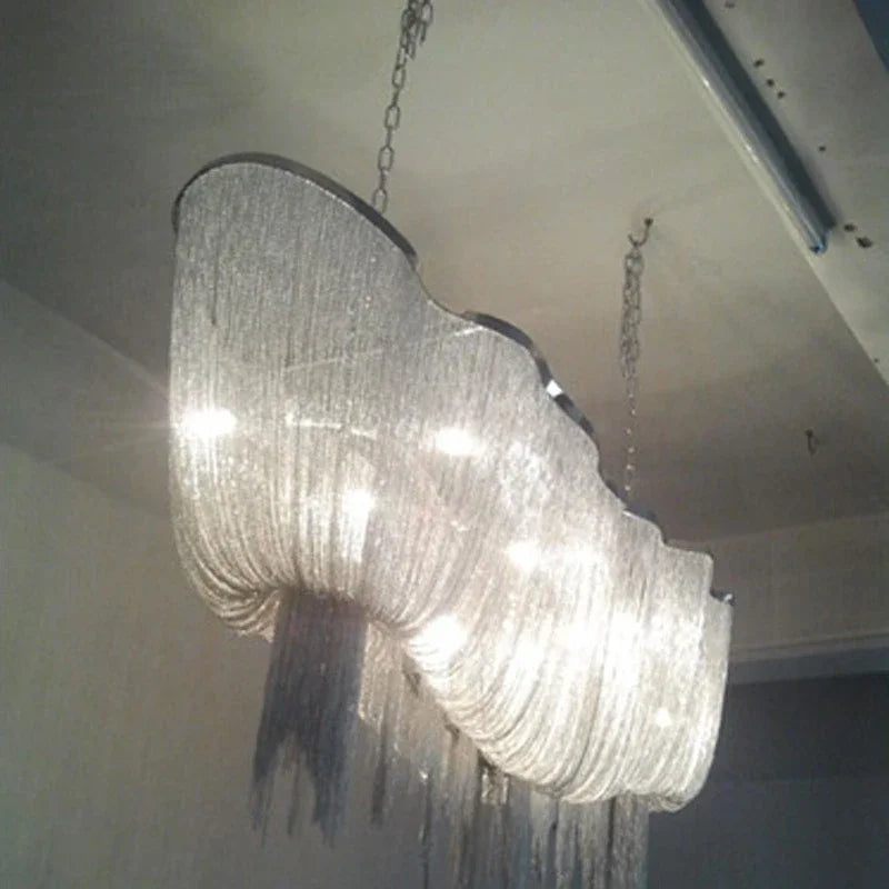 DecorBites™ Aluminum Tassel Chandelier: Modern Nordic Style Pendant Lamp for Living Room