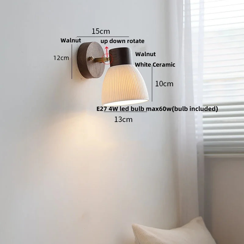 DecorBites™ LED Glass & Wood Wall Lamp | Modern Nordic Design, Pull Chain, Rotate Function