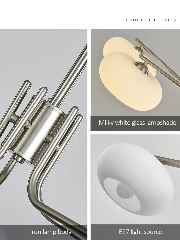 DecorBites™ Glass Persimmon Chandelier: Bauhaus Medieval Inspired Milk White Lamp
