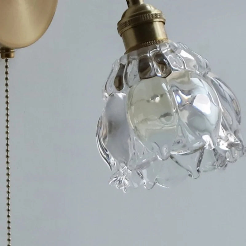 DecorBites™ Glass Base LED Wall Sconce, Pull Chain Switch, Modern Rotate Stair Light
