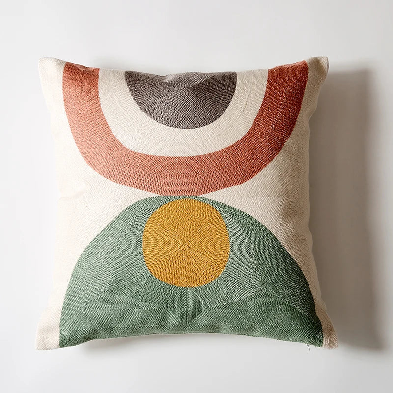 DecorBites™ Abstract Embroidered Pillow Cover 45x45cm Pink Beige for Living Room