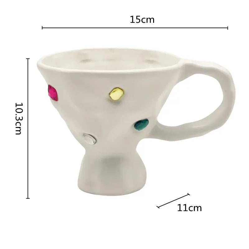 DecorBites™ Gemstone Setting Ceramic Breakfast Mug with Handle