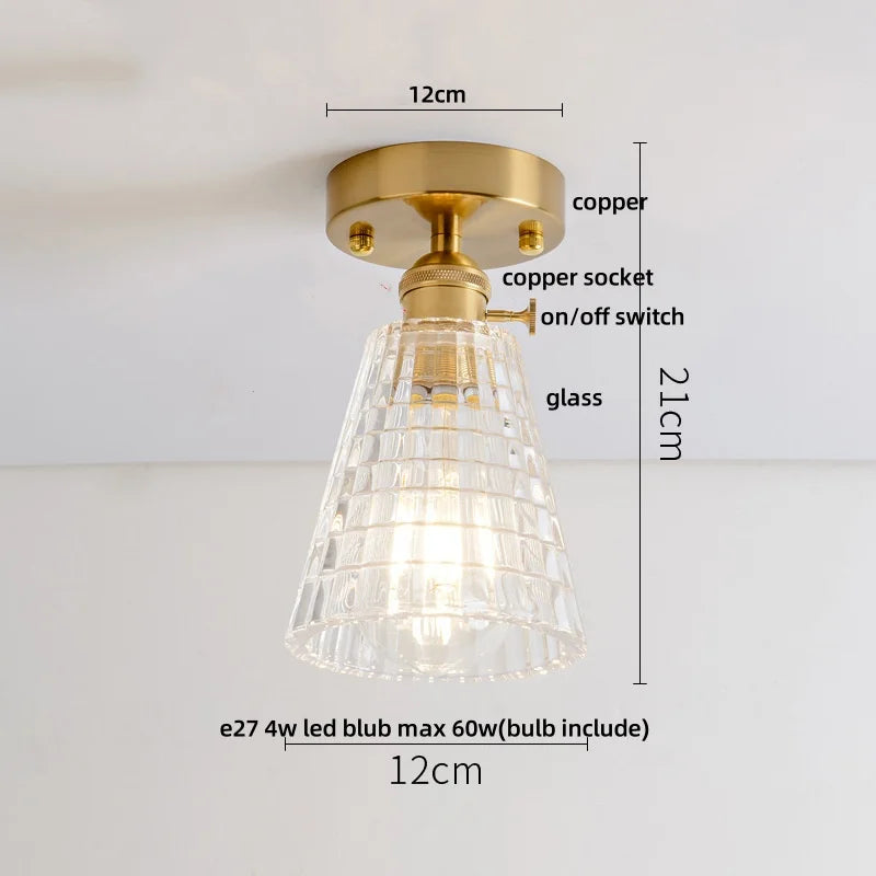 DecorBites™ Glass Grid LED Ceiling Lamp: Luxury Crystal Nordic Copper Ceiling Lights