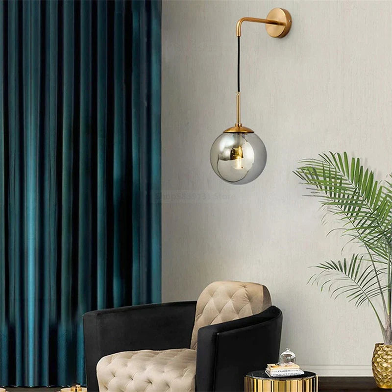 DecorBites™ Glass Ball Wall Lamp: Nordic Modern LED Lighting for Living Room, Bedroom, and Corridor
