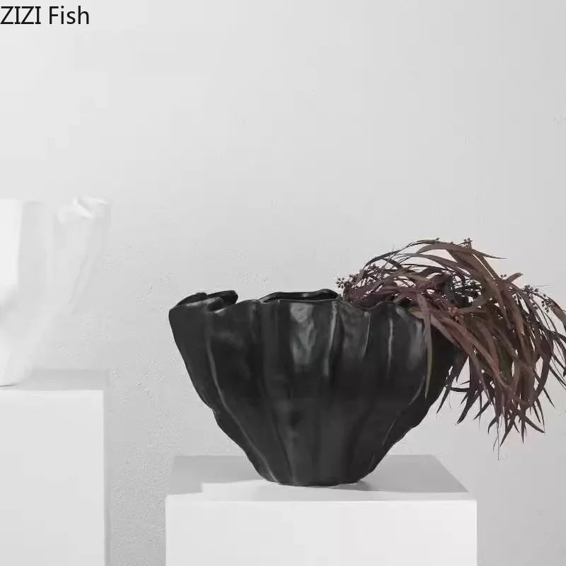 DecorBites™ Black Resin Bud Vase Modern Room Decor Flowers Arrangement Desk Vase