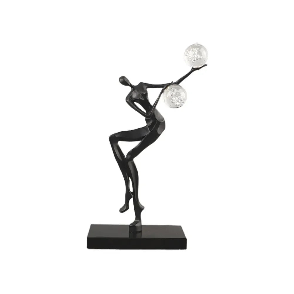 DecorBites™ Golden Man Dancing Crystal Ball Acrobatic Sculpture Figure for Home Decor