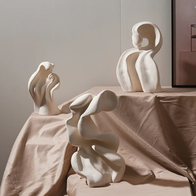 DecorBites™ Ceramic Curl Sculpture Decor Modern Porcelain Figurine Room Decoration