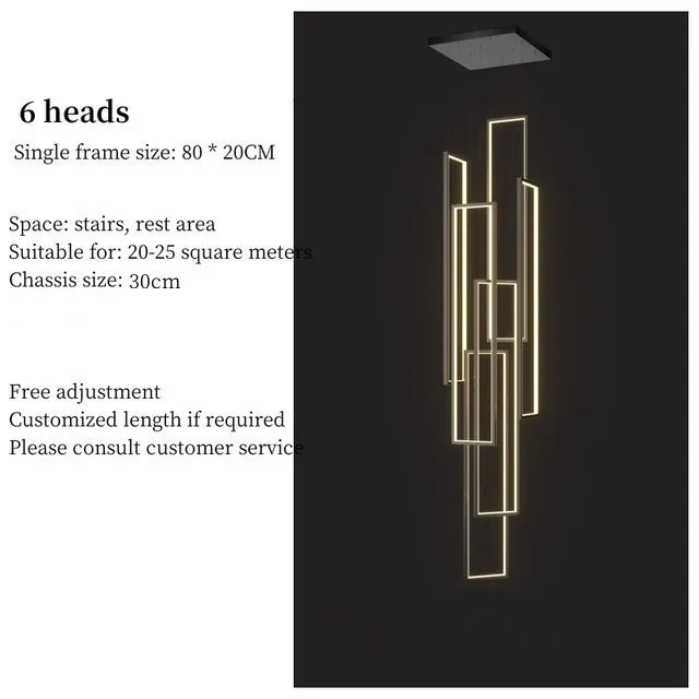 DecorBites™ LED Geometry Stair Chandelier - Luxury Nordic Villa Pendant Fixture for Modern Living