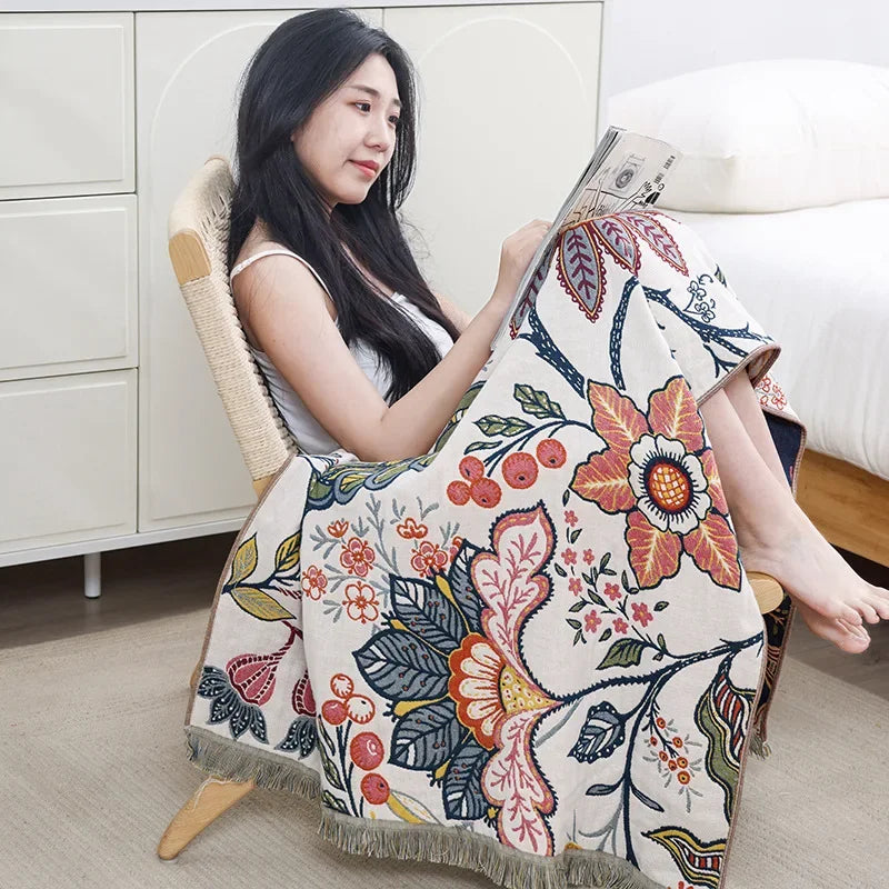 DecorBites™ Boho Cotton Gauze Bath Towel - Quick-Dry & Large Wrap