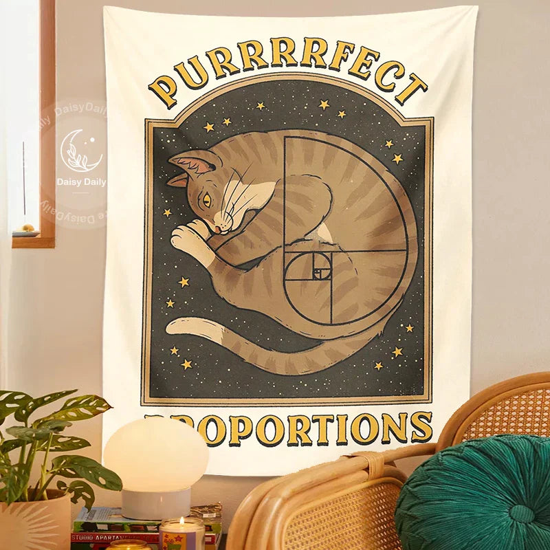 DecorBites™ Cute Cat Tapestry Wall Hanging for Purrfect Proportions & Boho Decor