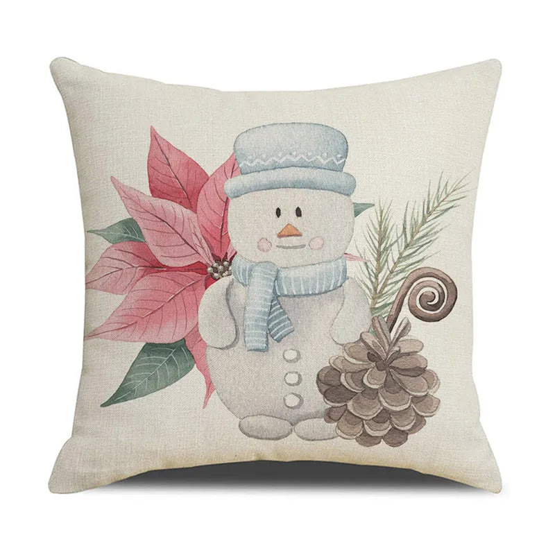 DecorBites™ Cartoon Birds Christmas Pillowcase 45X45cm - Linen Sofa Cushion Cover