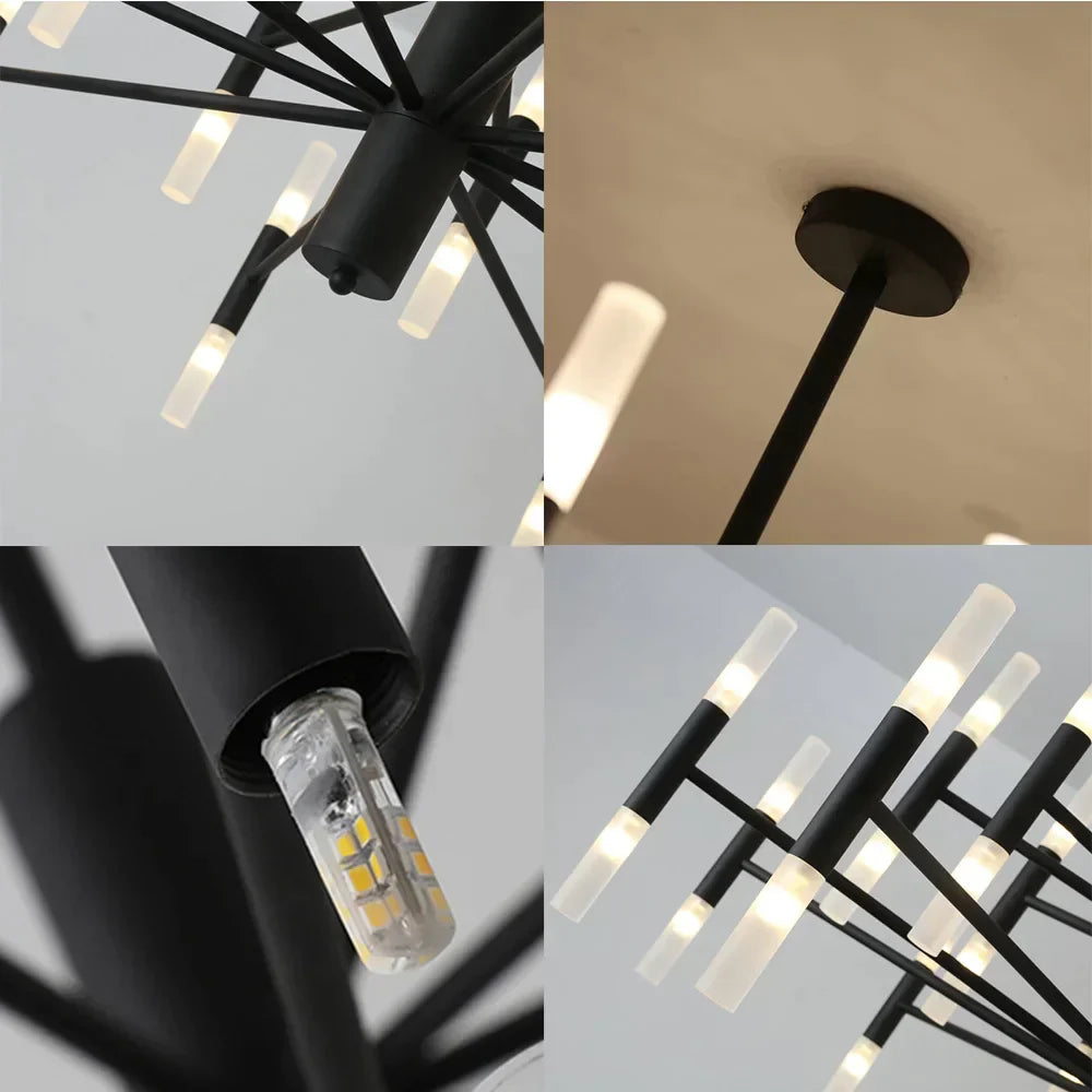 DecorBites™ Black Gold Art Decor Led Ceiling Chandelier for Modern Fashion Designer Home