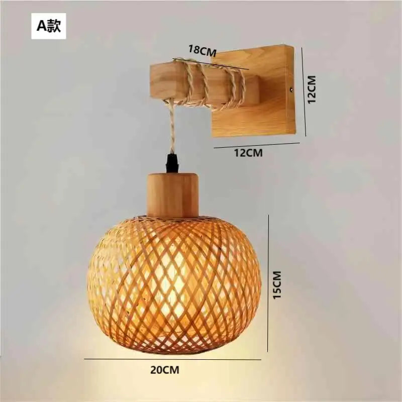 DecorBites™ Bamboo Wicker Wall Lamp E27 Chandeliers Hand-Woven Room Decor Light Fixtures