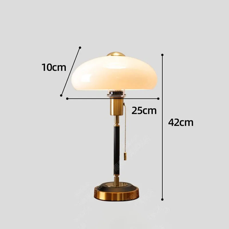 DecorBites™ Cream Glass Mushroom Table Lamp for Warmly Lit Romantic Ambiance