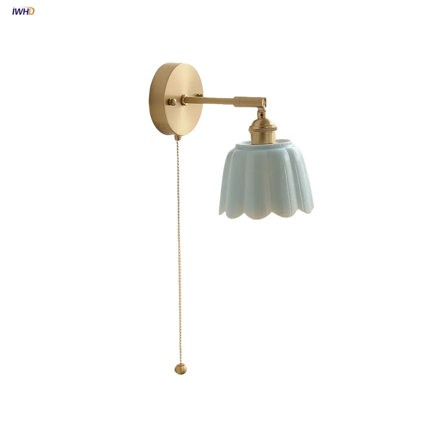 DecorBites™ Copper Wall Light Fixture Bedroom Bedside Sconce White Ceramic Lamp