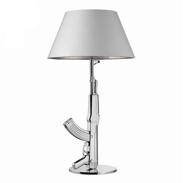 DecorBites™ AK47 Guns Floor Lamp Electroplated Silver Golden Metal Art Deco Bedside Luxury Lamp