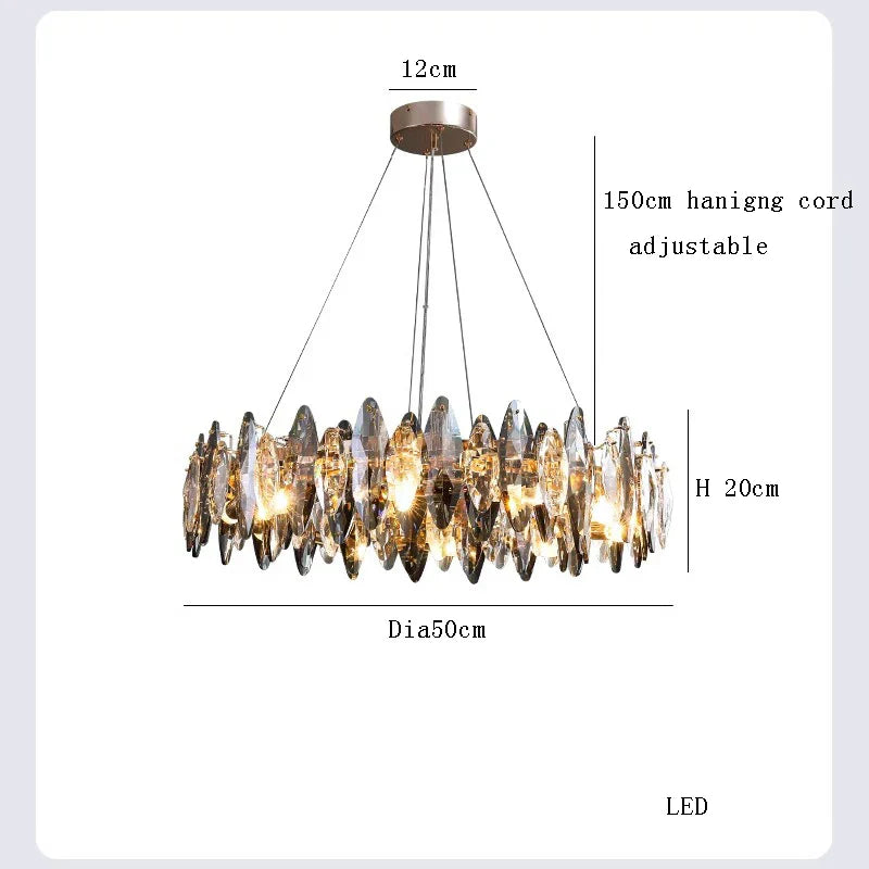 DecorBites™ Crystal LED Chandelier: Modern Luxury Indoor Hanging Lamp, Living Room Decor